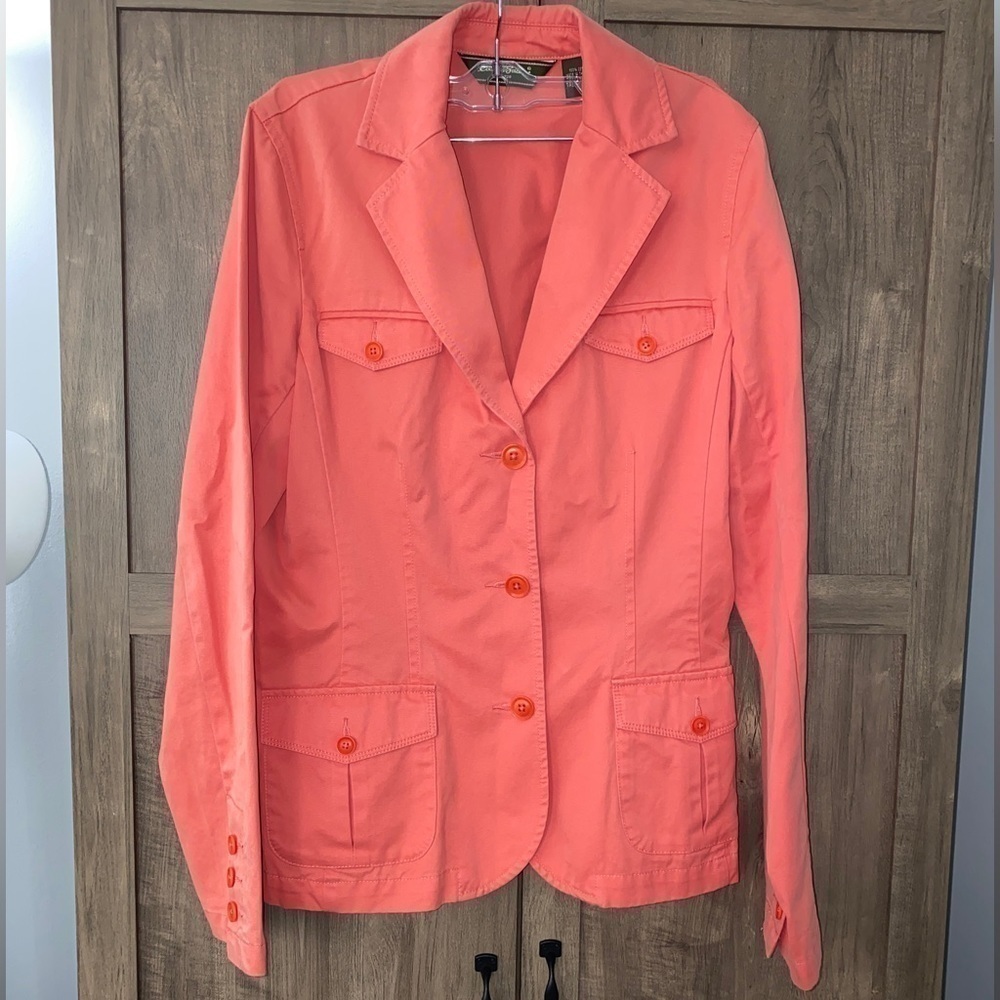EDDIE Bauer 100% Cotton Button-up Light Coral Salmon Jacket Women’s Size 6 - Picture 11 of 12